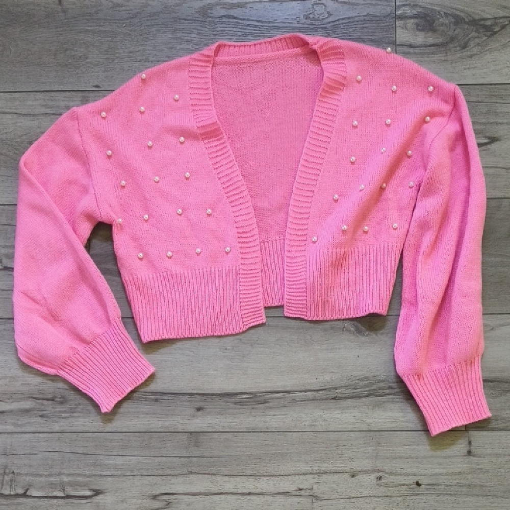 Pink Pearl-Embellished Women's Sweater